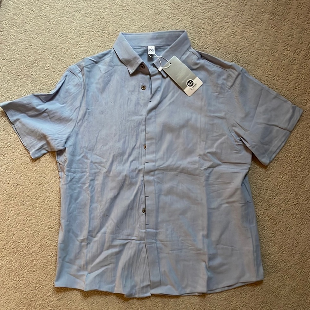 NWT light Blue herringbone linen shirt M